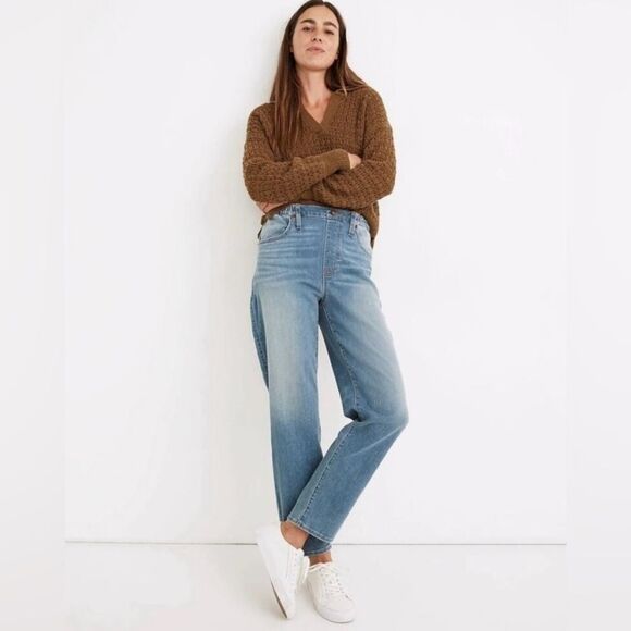 Madewell Pull on Slouchy Tapered straight leg Jean Medium wash Size 27 - Picture 1 of 9